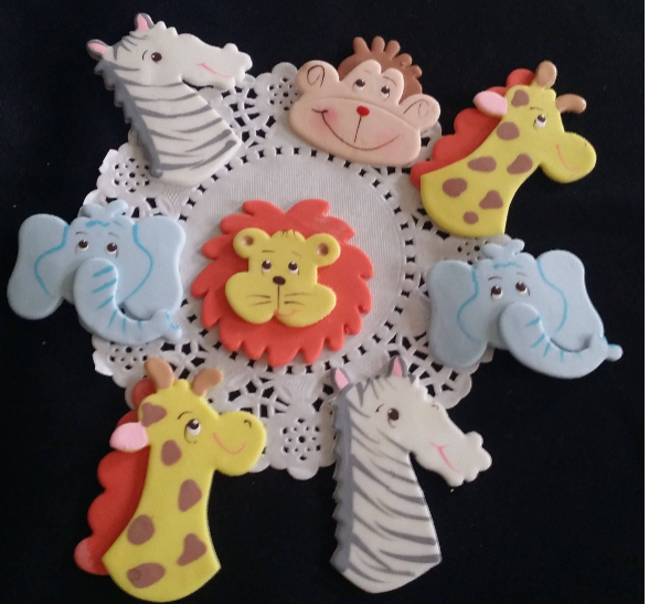Jungle Safari Animal Faces Cupcake Toppers Zoo Animals Birthday and Baby Shower Decorations 12pcs - C T B