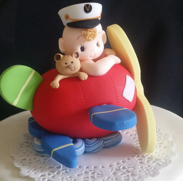 Airplane Cake Decoration Blue or Red Airplane Cake Topper Pilot Cake Topper - C T B