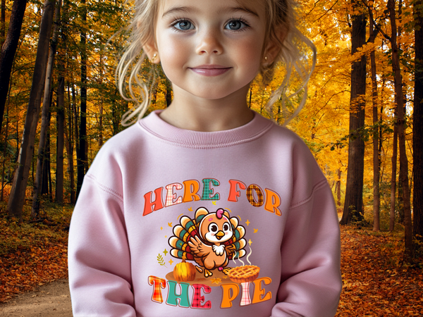 Thanksgiving Turkey Toddler Sweatshirt, Here for The Pie Sweatshirt, Thanksgiving Sweater, Cute Turkey Sweatshirt Thanksgiving Cute Sweater