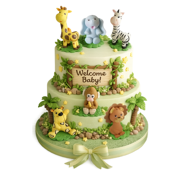 Jungle Safari Cake Toppers Jungle Animals And Palm Cake Decoration Zoo Centerpieces - C T B