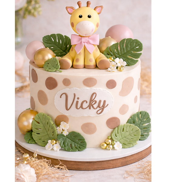 Cute Giraffe Cake Topper baby shower or Birthday Giraffe Decorations with Pink or Blue Bow - C T B