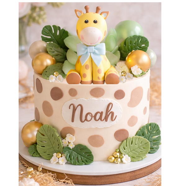 Cute Giraffe Cake Topper baby shower or Birthday Giraffe Decorations with Pink or Blue Bow - C T B