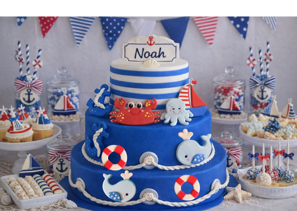 Nautical Cupcake Toppers Sailor Birthday Cake and Centerpiece Decoration Nautical Picks in Pink or Blue 12pcs
