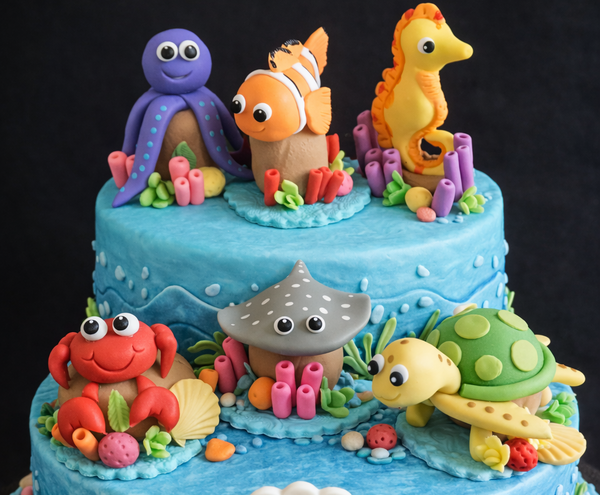 Sea Creatures Cake Decorations Under the sea Cake Topper Under the Sea Animals Cake Toppers 6pcs