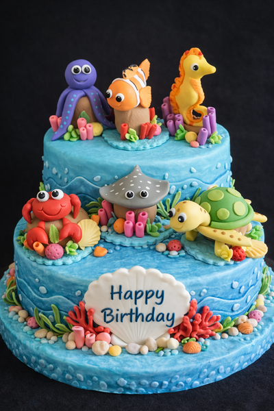 Sea Creatures Cake Decorations Under the sea Cake Topper Under the Sea Animals Cake Toppers 6pcs