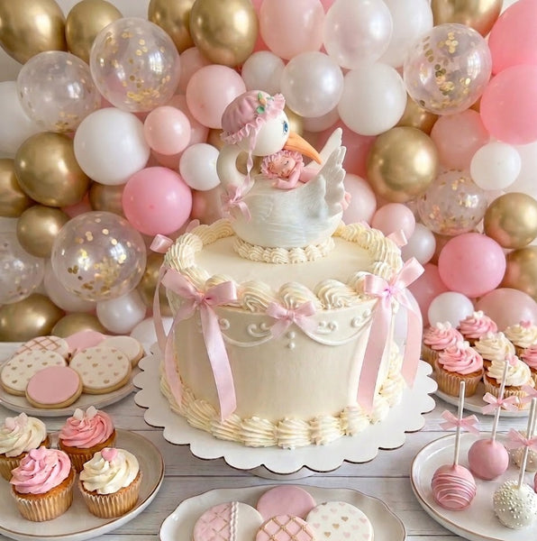 Stork with Baby Cake Topper Mommy Stork Topper Baby Shower Storks in Pink Yellow or Blue