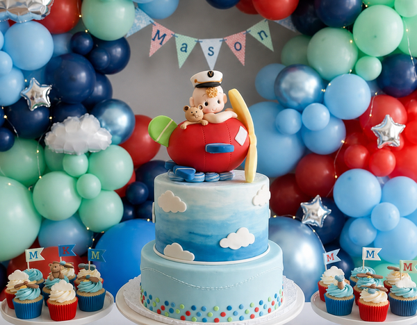Airplane Cake Decoration Blue or Red Airplane Cake Topper Pilot Cake Topper