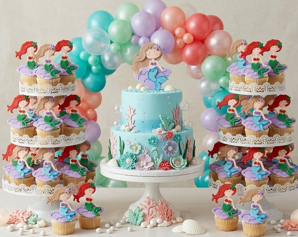 Mermaid Cupcake Toppers Mermaid Baby Shower and Birthday Decorations Mermaid Favors 12pcs