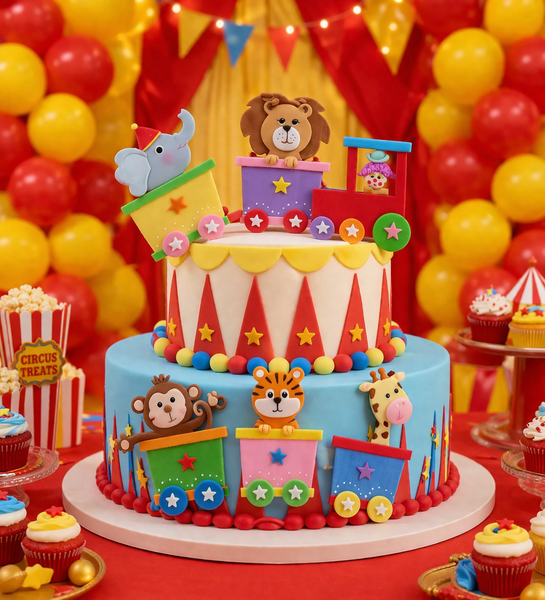 Circus Cake Toppers Circus Centerpiece Picks Clown with Circus Animals Party Decor 6pcs - C T B