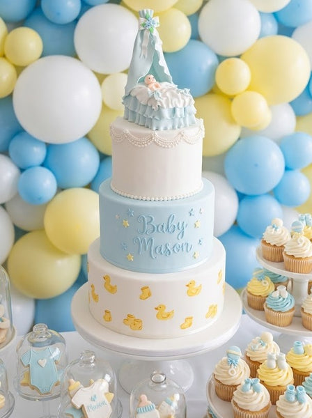 Baby Shower Cake Topper, Bassinet Cake Topper in White Pink Yellow or Blue - C T B