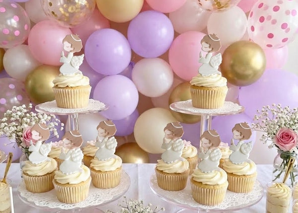 Girls Baptism Cupcake Toppers First Communions Angels Decoration - C T B
