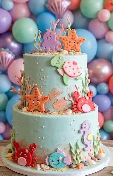 Under the sea Birthday Sea Animals Cake Decoration Nautical Cake & Cupcake Decoration 12pcs - C T B