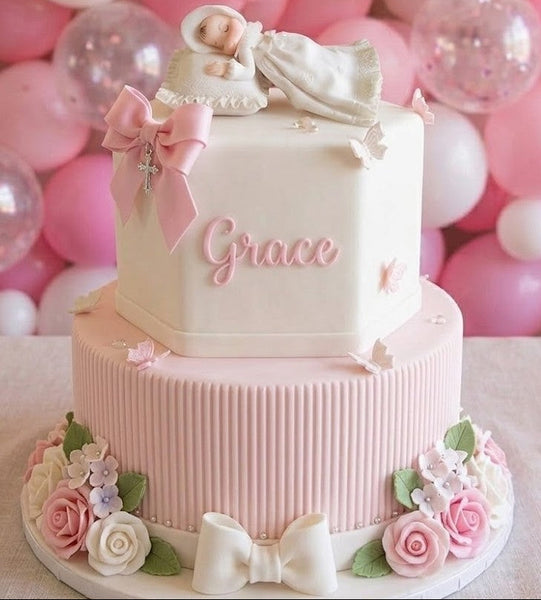 Slepping Baby Baptism Cake Topper Boy Girl Christening Cake Decoration