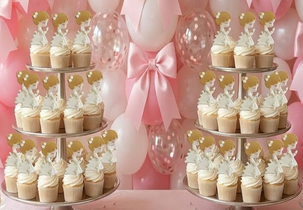 Baptism Cupcake Topper, Communion Child with Rosary, Baptism Cake Topper 12pcs