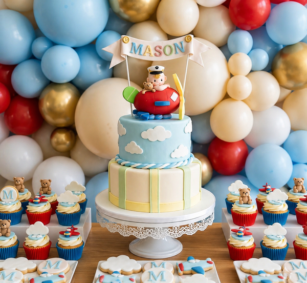 Airplane Cake Decoration Blue or Red Airplane Cake Topper Pilot Cake Topper - C T B