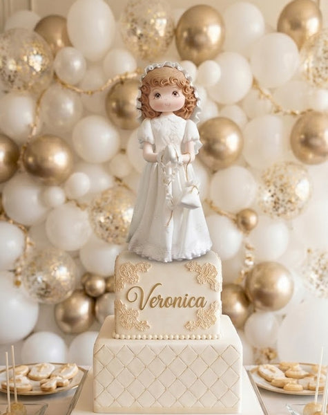 First Communion Cake Topper Holy Communion Cake Decorations Boy or Girl in White Communion Gown - C T B