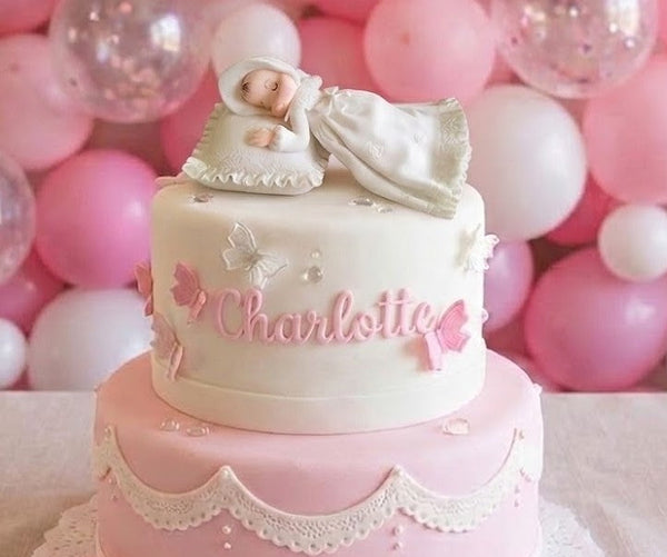 Slepping Baby Baptism Cake Topper Boy Girl Christening Cake Decoration - C T B