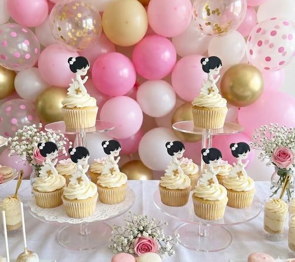 Baptism Cupcake Topper, Communion Child with Rosary, Baptism Cake Topper 12pcs