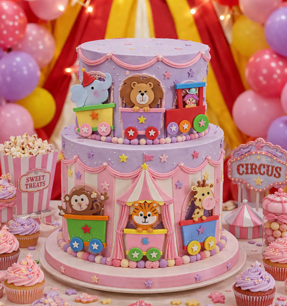 Circus Cake Toppers Circus Centerpiece Picks Clown with Circus Animals Party Decor 6pcs - C T B