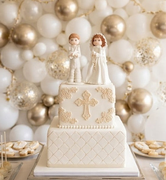 Boy or Girl First Communion Cake Topper Girl or Boy Dressed in White Gown - C T B