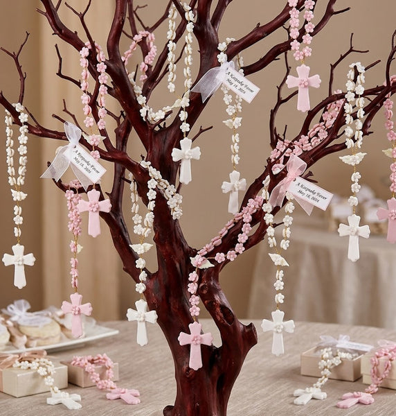 Flower Rosay Favors First Communion and Baptism Keepsake in Pink Blue or White 12 pcs - C T B