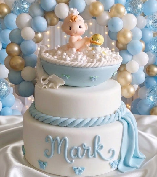Twins Baby Shower Cake Toppers Baby Shower Decorations Baby on Bath Tub Baby Boy or Girl Cake Topper