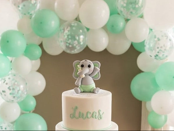 Elephant Cake Topper in Gray with Pink, Lavender or Blue details Baby Elephant Baby Shower Decoration