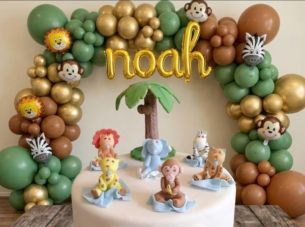 Jungle Cake Topper Safari Decorations Zoo Animals Pink & Blue Safari Baby Animals - C T B