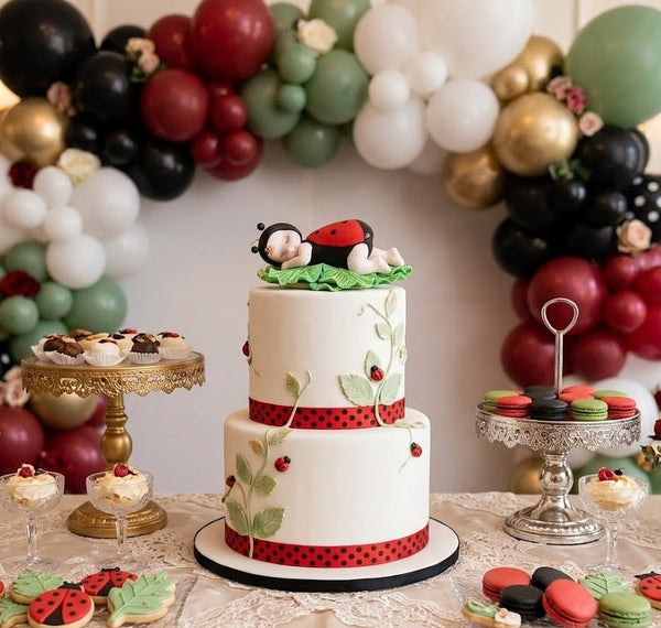Red Lady Bug Cake Topper Lady Bug Decoration for Birthday & Baby Showers - C T B