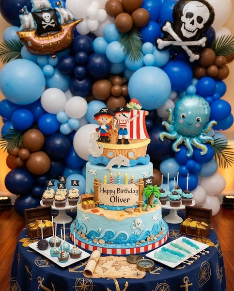 Pirate Birthday Cake Topper Pirate Cake Decoration Red & Blue Pirate Birthday Decoration