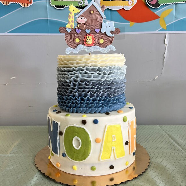 Noah's Ark Birthday Cake Topper Noah's Ark w Animals Centerpiece Decorations Pick