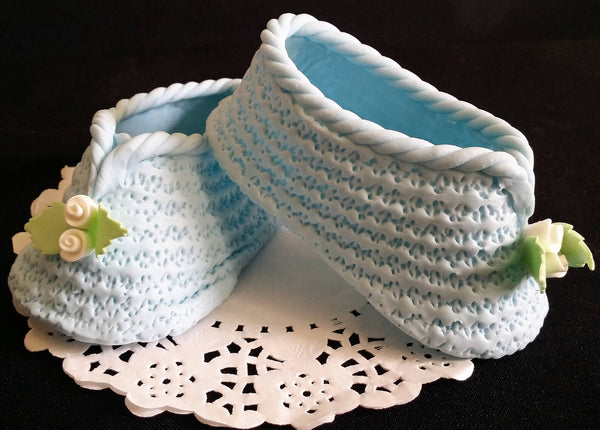 Baby Shower Cake Decoration Baptism Cake Topper Bib and Baby Booties Cake Decoration - C T B