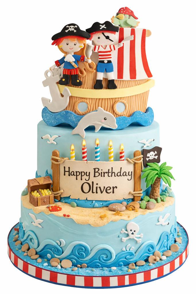Pirate Birthday Cake Topper Pirate Cake Decoration Red & Blue Pirate Birthday Decoration