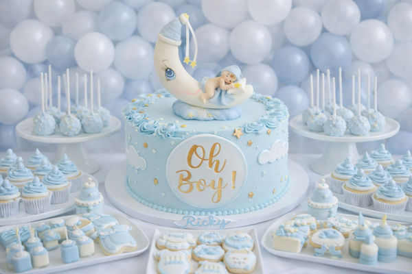 Baby Sleeping on the Moon Cake Topper, Twinkle Twinkle Little Star Baby Shower - C T B