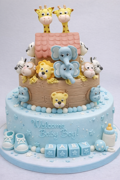 Noah's Ark Cake Toppers Noah's Ark Baby Shower Ark with Animals Cake Decorations