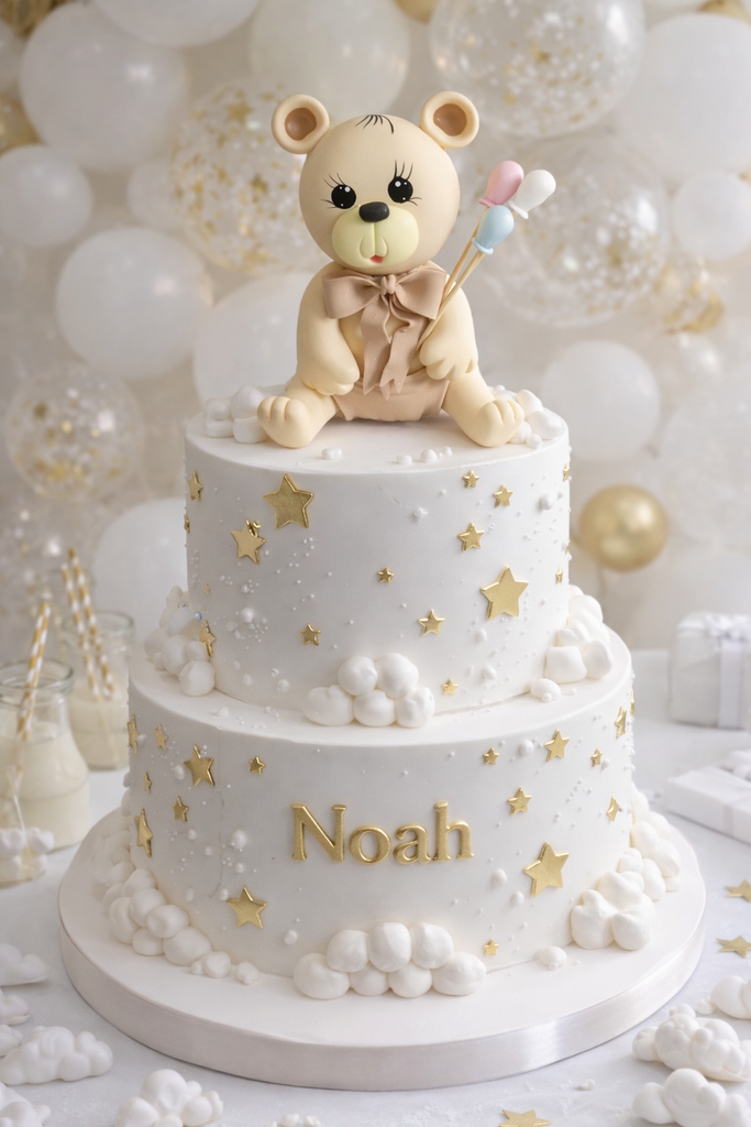 Pink Bear Cake Topper Pink Bear Cake Decorations Teddy Bear with Pink Bib Bear Cake Topper