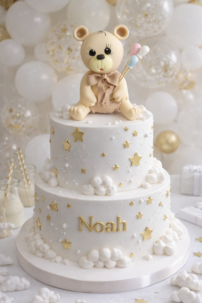 Pink Bear Cake Topper Pink Bear Cake Decorations Teddy Bear with Pink Bib Bear Cake Topper