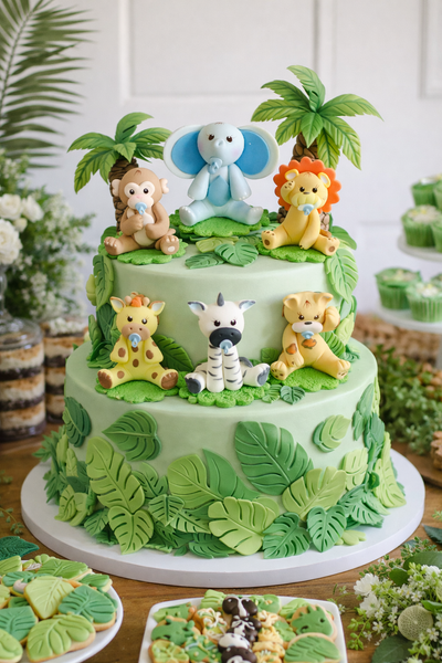 Jungle Animal Cake Decorations Safari Animals Cake Topper Elephant Lion Leopard Giraffe Zebra Monkey