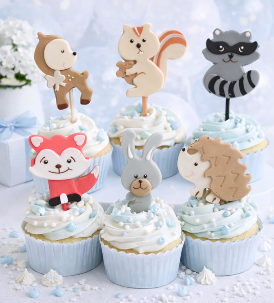 Forest Birthday Decoration Woodland Baby Animals Woodland Cupcake Toppers 12pcs