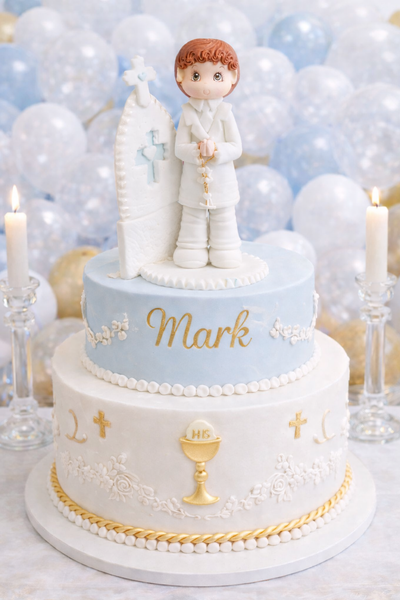 First Communion & Baptism Cake Decorations Boy Girl in White Gown Keepsake - C T B