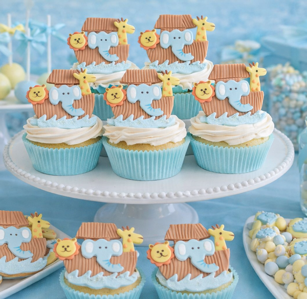 Noah's Ark Cupcake Decorations Birthday Noah's Ark for Corsages Ark with Animals 12pcs - C T B