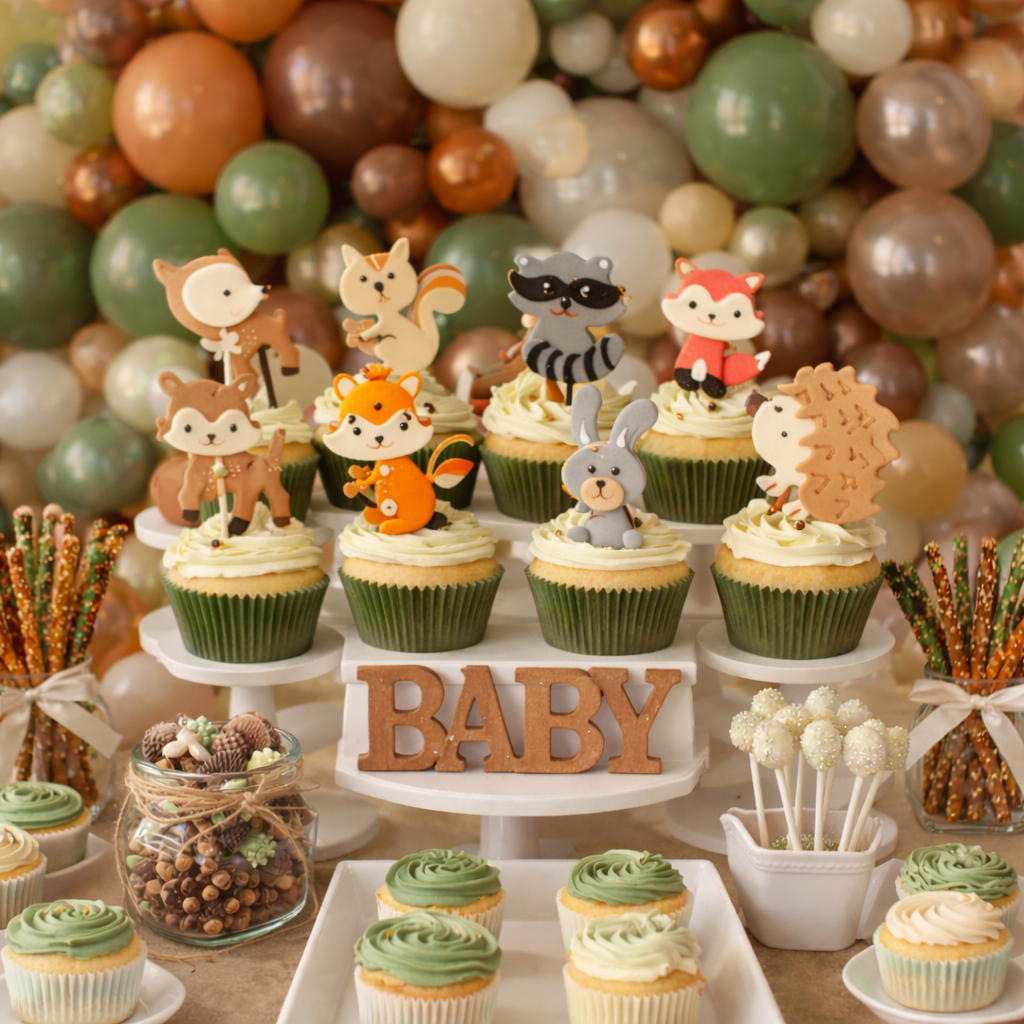Woodland Cake Decorations, Woodland Birthday, Woodland Baby Shower, Forest Birthday Theme 12pcs
