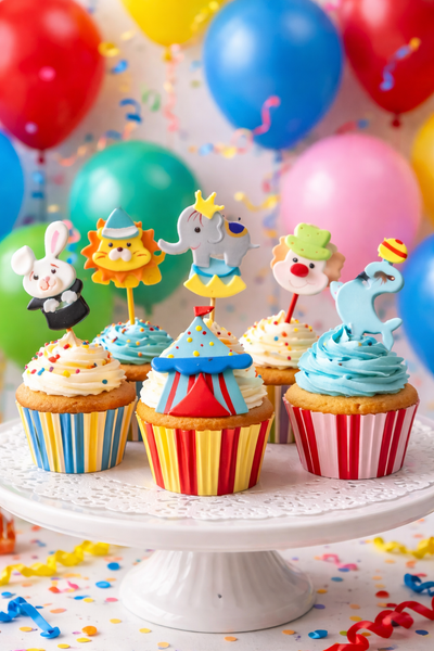 Circus Cupcake Toppers Carnival Birthday Animals and Clown Cupcake Birthday Shower Party Decorations