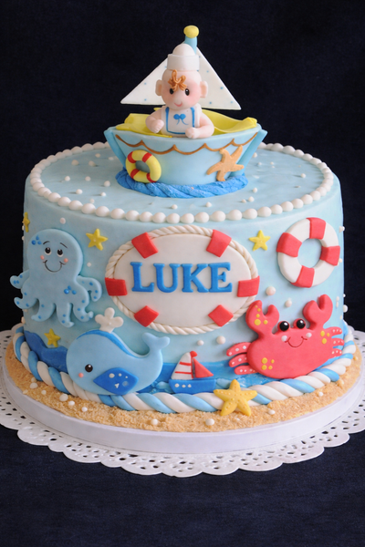 Nautical First Birthday Cake Topper Sailor Baby Centerpiece Nautical Birthday Cake Decorations - C T B