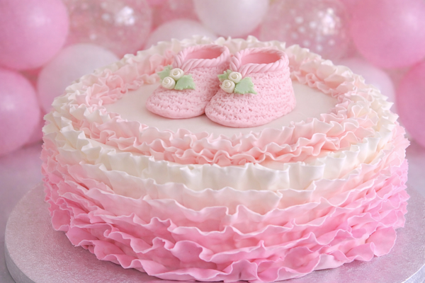 Baby Booties Cake Topper Baby Girl Shoes Cake Decoration in White Pink 2pcs