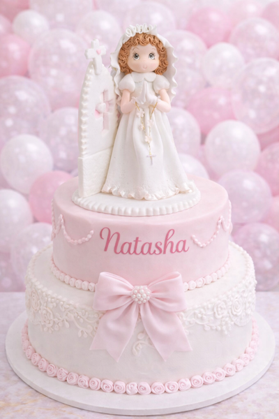 First Communion & Baptism Cake Decorations Boy Girl in White Gown Keepsake - C T B