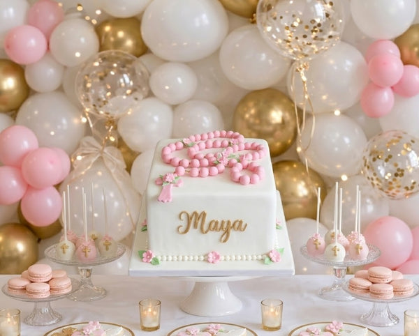 First Communion and Baptism Cake Toppe Rosary Cake Decorations Godparents Keepsake - C T B