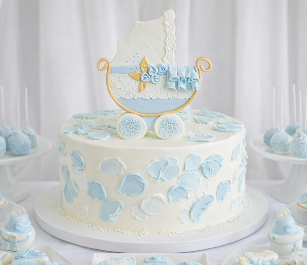 Baby Shower Cake and Centerpieces Picks Carriage in Pink or Twins Blue Baby Shower Topper 2pcs - C T B