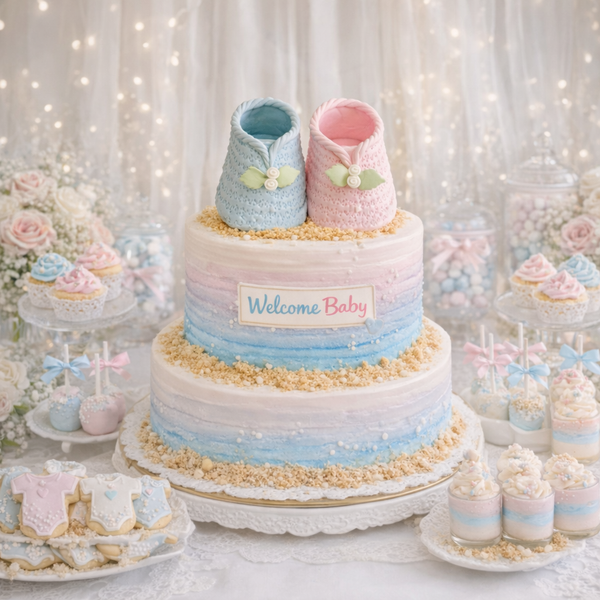 Baby Shower Cake Decoration Baptism Cake Topper Bib and Baby Booties Cake Decoration - C T B