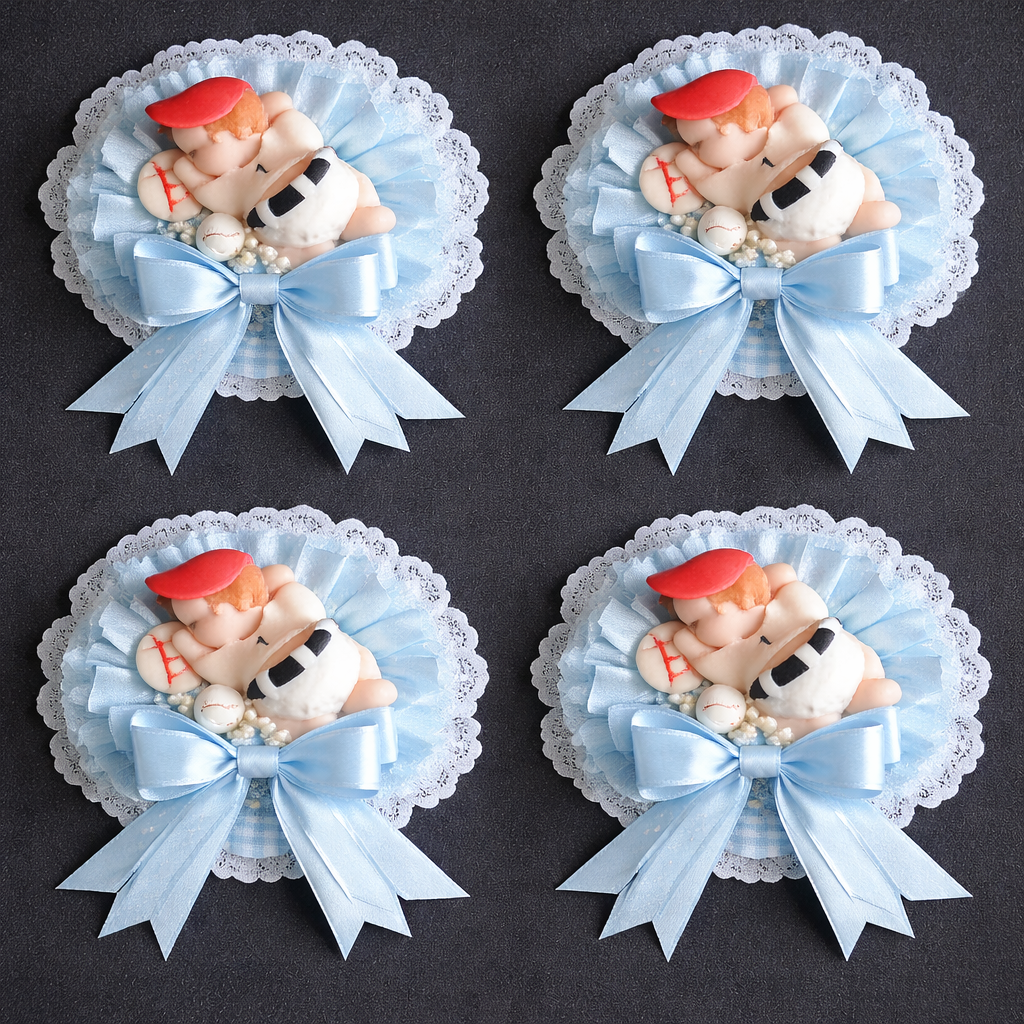 Baseball Baby Shower Decoration Baseball Corsage Figurines Baseball Cupcake Toppers 12pcs